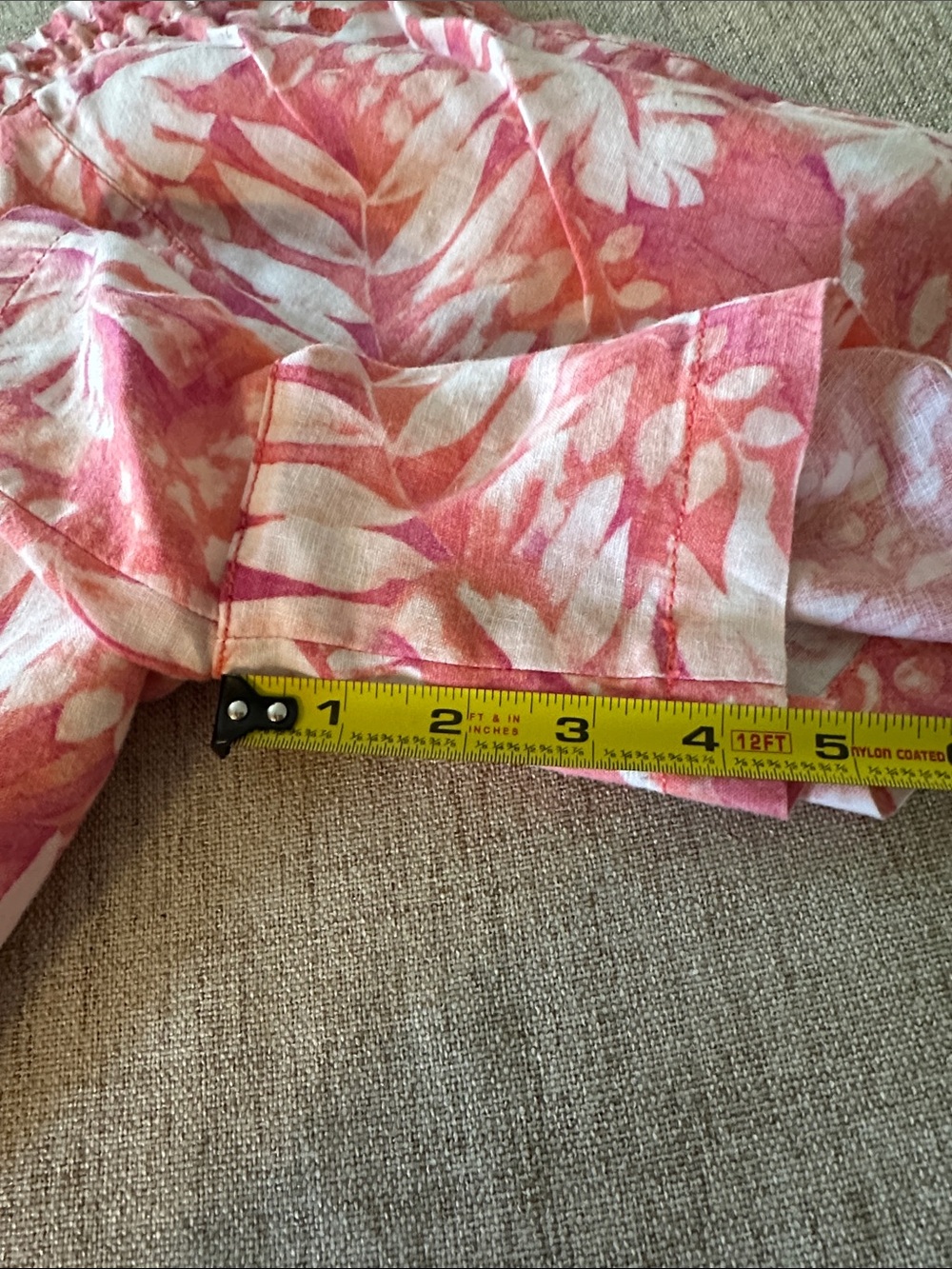 Tommy Bahama Coral Pink Tropical Drawstring Lounge Shorts, 100% Linen, S - Picture 8 of 10